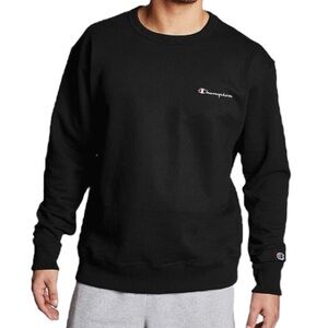 Champion Crew Neck Sweatshirt Small Script Black Long Sleeve Men’s Size Small
